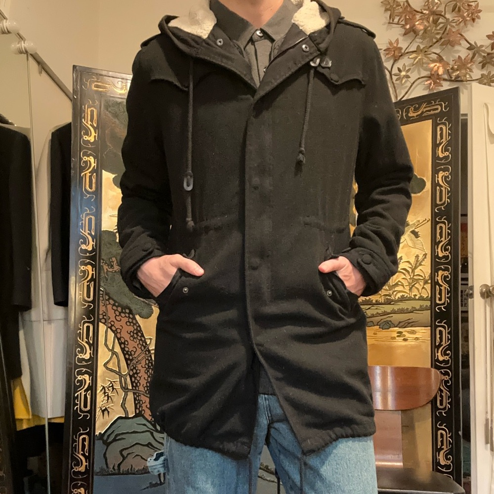 Insight faux Sherpa lined black parka